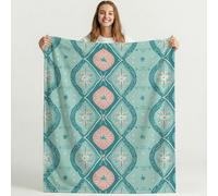 Genérico Manta Franela para Cama, Mantas para Sofa 150cm x 200cm Cálida, Transpirable, Ligera, Estampado Moderno Minimalista Elegante Motivo Invierno Calentitas Navidad Regalos Cian Rosa