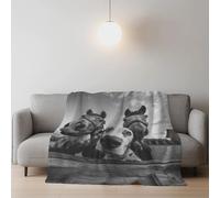 Genérico Manta Manta de Franela Lujosamente Suave para Cama Cobija Térmica para Sofá Suave y Cálida 230 x 270 cm Motivo Fruta Blanca Gris Curioso Animales Caballo Perro