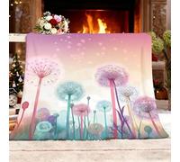 Genérico Manta para Sofá Invierno Romance Diente de LeóN Planta Lavable a Máquina, Resistente a Las Arrugas, Rosa Manta Mullida de Sherpa Mantas Sofa Multiusos Ligera XL 130x150 cm