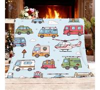 Genérico Manta para Sofá Invierno VehíCulo de Rescate de Dibujos Animados Lavable a Máquina, Resistente a Las Arrugas, Azul Manta Mullida de Sherpa Mantas Sofa Multiusos Ligera XL 150x200 cm