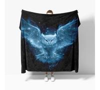 Genérico Manta PatróN de BúHo de FantasíA Manta de sofá de Viaje, Cobija refrescante Transpirable, Batamanta Mujer, Suave y cómoda de sofá Azul, para otoño e Invierno XL 130x150 cm
