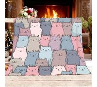 Genérico Manta PatróN de Gato de Dibujos Animados Manta de sofá de Viaje, Cobija refrescante Transpirable, Batamanta Mujer, Suave y cómoda de sofá Lindo, para otoño e Invierno XL 130x150 cm