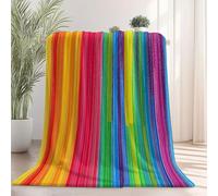 Genérico Manta Polar con Estampado Rayas Coloridas, Arte Lineal para Sofá de Microfibra Manta de Felpa Suave Manta de Cama o de Sala de Estar 80x150 cm