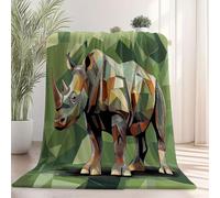 Genérico Manta Polar con Estampado Rinoceronte Abstracto, Verde para Sofá de Microfibra Manta de Felpa Suave Manta de Cama o de Sala de Estar 130x150 cm