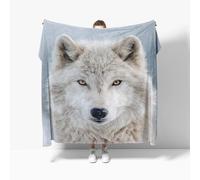 Genérico Manta Primer Plano del Lobo áRtico Manta de sofá de Viaje, Cobija refrescante Transpirable, Batamanta Mujer, Suave y cómoda de sofá Blanco, para otoño e Invierno XL 130x150 cm