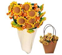 Genérico Manta Ramo Flores Girasol 80 cm - Suave Decorativo de Ganchillo a Cuadros | Bufanda de Hecha a Mano, Regalo para mamá, Abuela, Hermana, Maestra, cumpleaños, hogar, Sala de Estar, Dormitorio