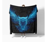 Genérico Manta Refrescante L 100x130 cm PatróN de BúHo de FantasíA Manta Verano, Transpirable Suave Anti Estático Azul Mantas para Cama Alivia Sudor y Ayuda Sueño para Cama Sofá