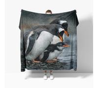Genérico Manta Refrescante XL 130x150 cm Familia de PingüInos Animales Manta Verano, Transpirable Suave Anti Estático Animal Mantas para Cama Alivia Sudor y Ayuda Sueño para Cama Sofá