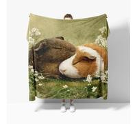 Genérico Manta Refrescante XL 150x200 cm Animal Lindo Conejillo de Indias Manta Verano, Transpirable Suave Anti Estático Verde Mantas para Cama Alivia Sudor y Ayuda Sueño para Cama Sofá