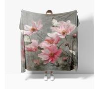 Genérico Manta Refrescante XL 150x200 cm Flores Y Mariposas de Acuarela Manta Verano, Transpirable Suave Anti Estático Rosa Mantas para Cama Alivia Sudor y Ayuda Sueño para Cama Sofá