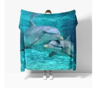 Genérico Manta Refrescante XL 150x200 cm PatróN de DelfíN Animal Manta Verano, Transpirable Suave Anti Estático Azul Mantas para Cama Alivia Sudor y Ayuda Sueño para Cama Sofá