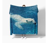 Genérico Manta Refrescante XL 150x200 cm PatróN de Oso Polar Animal Manta Verano, Transpirable Suave Anti Estático Azul Mantas para Cama Alivia Sudor y Ayuda Sueño para Cama Sofá