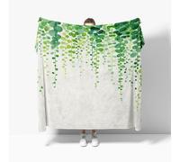 Genérico Manta Refrescante XXL 180x200 cm Planta de Vid Simple Manta Verano, Transpirable Suave Anti Estático Verde Mantas para Cama Alivia Sudor y Ayuda Sueño para Cama Sofá