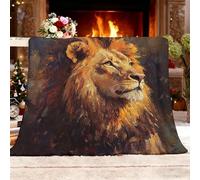 Genérico Manta Regalo L 100x130cm Animal LeóN Textura Sofá Sherpa Lana de Franel Suave cómodas Mantas de Felpa Estilo De Pintura Al óLeo Manta para Cama el Hogar Silla Viajes Playa Picnic