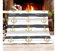 Genérico Manta Regalo XXL 180x200cm NáUtico Dorado Ancla Estampado Sofá Sherpa Lana de Franel Suave cómodas Mantas de Felpa Blanco GrisáCeo Manta para Cama el Hogar Silla Viajes Playa Picnic