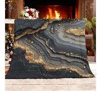 Genérico Manta Regalo XXL 180x220cm Textura De MáRmol De Lujo Sofá Sherpa Lana de Franel Suave cómodas Mantas de Felpa Negro Manta para Cama el Hogar Silla Viajes Playa Picnic