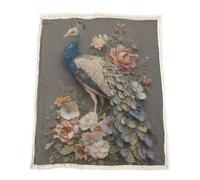 Genérico Manta Sherpa Reversible, Relieve Pavo Flores Plaid Polar de Microfibra, Suave y Cálida, Gruesa para Invierno, Anti-Pilling sin Pelusas, para Sofá y Cama, 150 x 180 cm, Colorido