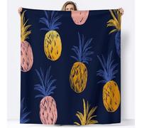 Genérico Manta Sofa Cama de Franela Esponjoso 130 x 150 cm Piña Dibujada A Mano Manta Polar Microfibre, Marina De Guerra Transpirable Cálida Suave y Acogedora Mantas de Regalo para Mujer y Infantil