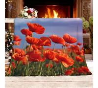 Genérico Manta Sofa, Plaid Mantas Sofa Plantas Flores Rojas Mar de Flores para Cama Suave y Peluda de Doble Cara para Niños y Adultos, Naturaleza Flannel Blanket para Toda Estación XXL 180x200 cm