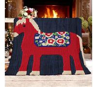 Genérico Manta Sofá XXL 180x220cm Animales Bordado Caballo BalancíN Flores Franela Mantas Térmica Azul Oscuro Manta Cama Multifuncional Esponjosa para Dormitorio Sofá Viajes Camping Blanket