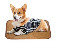 Generico Manta transpirable de fibra natural de paja, camas para cachorros de verano para animales de tamaño pequeño Med cojín refrescante para perros, cojín termorregulador para gatos con soporte
