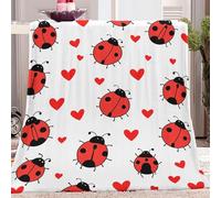 Genérico Mantas de Lana de Franela Dibujos Animados Mariquita Forma De Corazón, Mantas de Peluche Suaves y esponjosas, Manta de sofá de Microfibra Ligera Manta de sofá para niños Adultos 130 x 150 cm