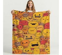 Genérico Mantas de Microfibra Minimalista Amarillo Manta de Franela 180cm x 200cm Dibujos Animados Emoji Mantas Súper Suave, Ligera, cálida Y Cómoda, Manta Sofa de Viaje, para Adultos y niños