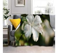 Genérico Mantas para Cama Azalea, Suave y Esponjoso 3D Manta Polar, Flores Blancas Manta Franela Reversible Apto para Cama, Sofá, Oficina, Coche, Viajes, Camping (130x150cm) AL2157