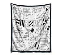 Genérico Mantas Para Colorear Para La Familia - Cómodo Feliz Cumpleaños,Colorea Tu Propia Manta,Para Compañeros De Clase Familia Niños Amantes Del Arte Salón De Clases Fiesta Sala De Estar Acampada