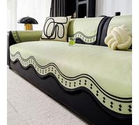 Genérico Mantas para Sofa Chaise Longue,Protector Antideslizante 1 2 3 4 Plazas de Seda de Hielo Cubre para Mascotas Perros Gatos，Green,90x210cm