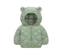 Genérico Manteau d'hiver chaud pour bébé et enfant, avec capuche oreilles d'ours, manches longues, doublure polaire douce, idéal pour les sorties froides, 18 mois à 4 ans (Green, 3-4 Years)
