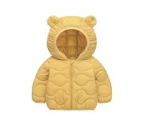 Genérico Manteau d'hiver chaud pour bébé et enfant, avec capuche oreilles d'ours, manches longues, doublure polaire douce, idéal pour les sorties froides, 18 mois à 4 ans (Yellow, 18-24 Months)