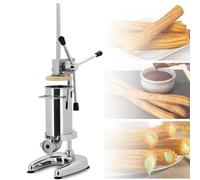 Genérico Manual and Commercial Churro Maker Machine, Available in 2L and 3L Sizes. Features 5 Types of molds and is Made of Vertical Stainless Steel. Ideal for Making Spanish Churros.