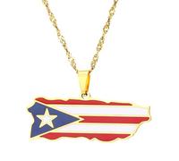 Genérico Map Flag Pendant Necklaces for Charm Maps Fashion Stainless Steel Pendant Necklace for Men and Women Jewelry Patriotic Gift (Model 2)
