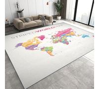 Genérico Mapa del Mundo Alfombra Salon Grande Lavable en Lavadora, Tierra Océano Temas Geográficos Alfombra Pelo Corto Imitación Cachemira Abstracta Antideslizante para Dormitorio 140x200 cm D-544