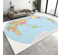 Genérico Mapa del Mundo Alfombras Salon Grande Tierra Océano Temas Geográficos Alfombras de habitacion Moderna Pelo Corto para Salón Alfombra de Juegos Dormitorio Felpudo Entrada Casa 50x80 cm D-546