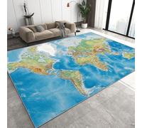 Genérico Mapa del Mundo Alfombras Salon Grande Tierra Océano Temas Geográficos Alfombras de habitacion Moderna Pelo Corto para Salón Alfombra de Juegos Dormitorio Felpudo Entrada Casa 50x80 cm D-490