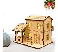 Genérico Maqueta De Cabaña Rústica - Casas Navideñas Madera En Miniatura | con Luces LED, Figuras Coleccionables, Manualidades Navideñas, Decoración Navideña para Exhibición