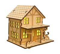 Genérico Maqueta De Cabaña Rústica - Casas Navideñas Madera En Miniatura | con Luces LED, Figuras Coleccionables, Manualidades Navideñas, Decoración Navideña para Exhibición