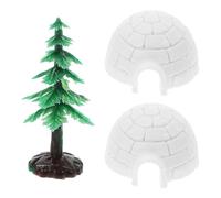 Genérico Maqueta de Casa de Hielo Realista 3 Piezas 2 Iglús Mini y 3 G Árbol de Navidad Artificial para Decoración de Escritorio y Dioramas Navideños