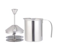 Genérico Maquina hacer leche manual 400cc acero inoxidable con doble capa para espumar leche entera y desnatada en cafeterías
