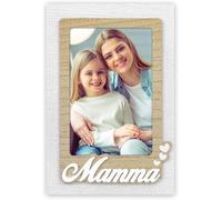 Generico Marco de fotos de madera blanca con texto "Mamá y corazones" para el Día de la Madre, 10 x 15 cm, de madera con corazones, ideal como regalo para madres y madres, el Día de la Mujer