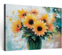 Genérico Marco de Madera Cuadro Modernos Abstracto Girasol Floral Pintura al Óleo Lienzo Cuadros Decorativos Pintura Salon Comedor Dormitorio Cocina Baño Oficina Decoracion Pared Salon 120x60 cm