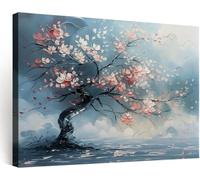 Genérico Marco de Madera Cuadro Modernos Onírico Árbol de la Vida Floral Lienzo Cuadros Decorativos Pintura Salon Comedor Dormitorio Cocina Baño Oficina Decoracion Pared Salon 70x50 cm