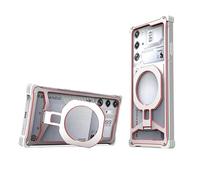 Genérico Marco de Parachoques de Metal for Nubia RedMagic 10S Pro+ Cubierta Coque Soporte magnético Incorporado(Silver Red,Redmagic 10SPro)