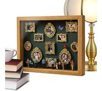 Generico Marco para vitrina para recuerdos familiares - Vitrina de madera DIY 31,4 x 22,7 x 3,7 cm, kit de homenaje personalizado a las relaciones, 8 mini figuritas | Recuerdo de boda de San para