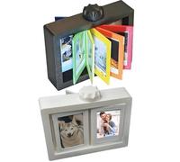 Genérico Marcos de fotos - Marco de fotos giratorio | Exhibición del libro de de imágenes | de manivela de 360 grados | Decoración de mesa Porta 12 tarjetas Hogar Día del padre Familia Amigos Sal