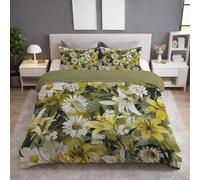 Genérico Margaritas Lirios Fundas para edredon Retro Acuarela Ilustración Funda Nordica, Floral Soleado Campestre Brillante Funda de Almohada 150 x 220 Funda Nordica Suave Green für Niñas