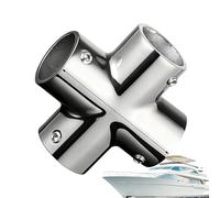 Genérico Marine Railing Attachment - 4-Way Fitting 316 Stainless Steel｜2.2cm Pipe Connector for Boats Yachts Docks, Rust-Resistant Marine Exterior Construction Guardrail System