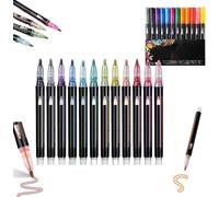Genérico Marker Pen for Highlight,Quick Dry Magische Stifte Pen,Double Line Outline Markers Pens,8/12 Colors Outline Markers Metallic Glitter Pens for Drawing and Scribbling (12 Colors)